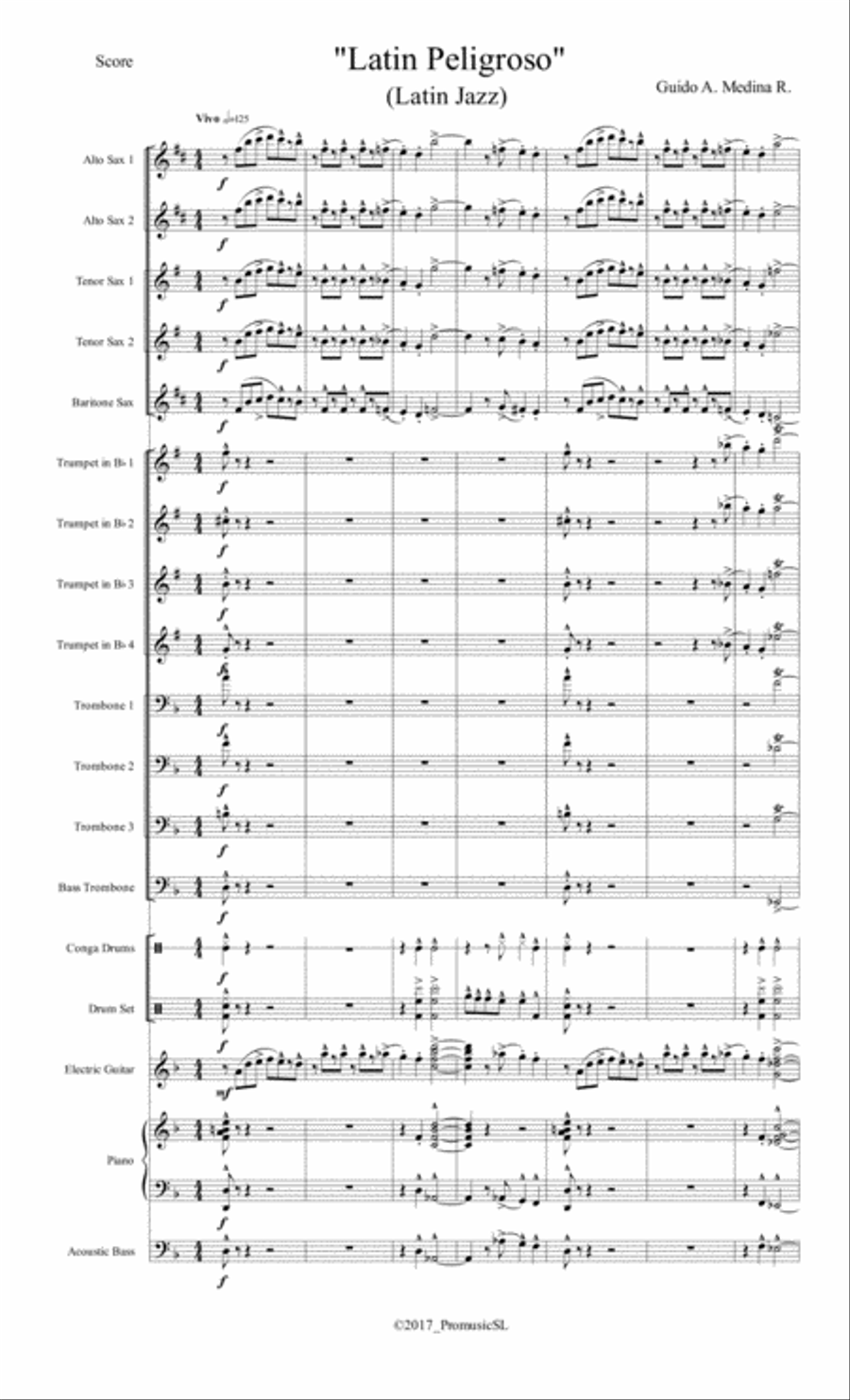 Latin Peligroso (Dangerous Latin) Jazz Ensemble scores gallery preview page 1