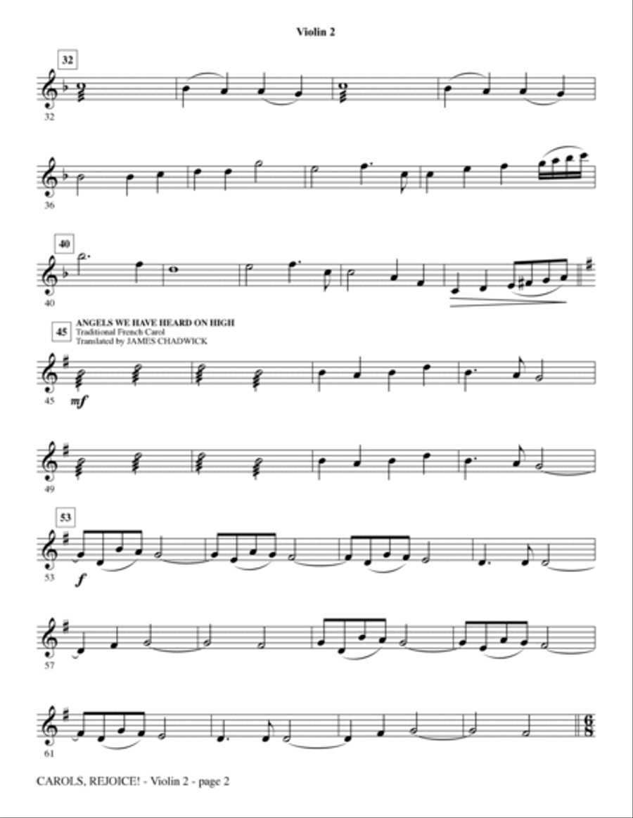 Carols, Rejoice! (Medley) - Violin 2 Choir scores gallery preview page 2