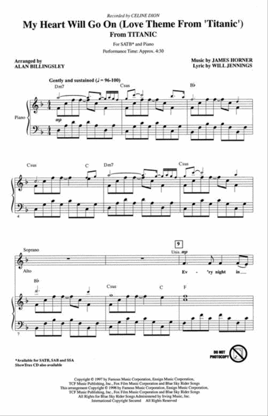 My Heart Will Go On 4-Part scores gallery preview page 3