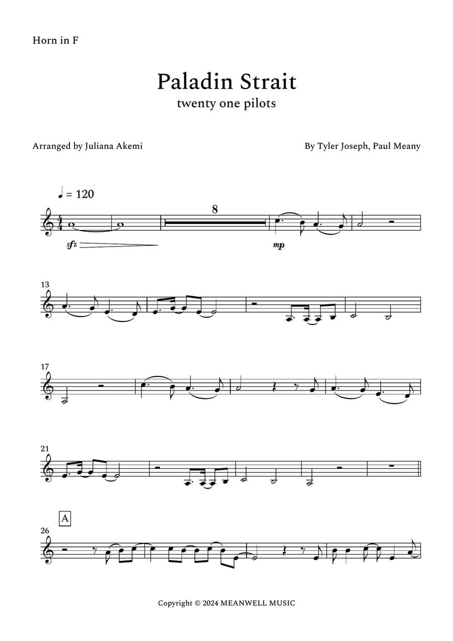 Paladin Strait Paladin Strait Horn Solo scores gallery preview page 1