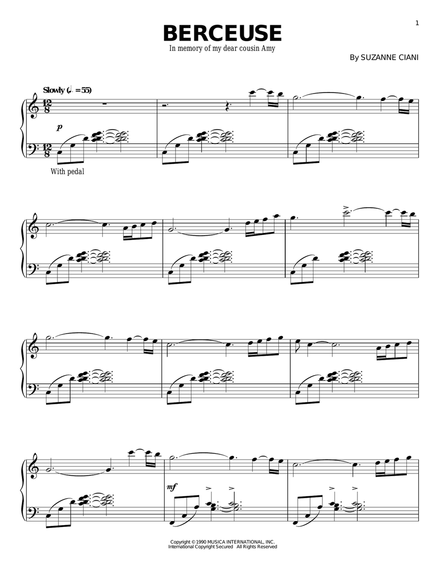 Berceuse Piano Solo scores gallery preview page 1