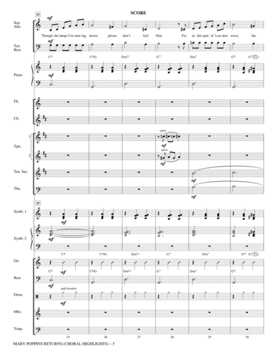 Mary Poppins Returns (Choral Highlights) (arr. Roger Emerson) - Score