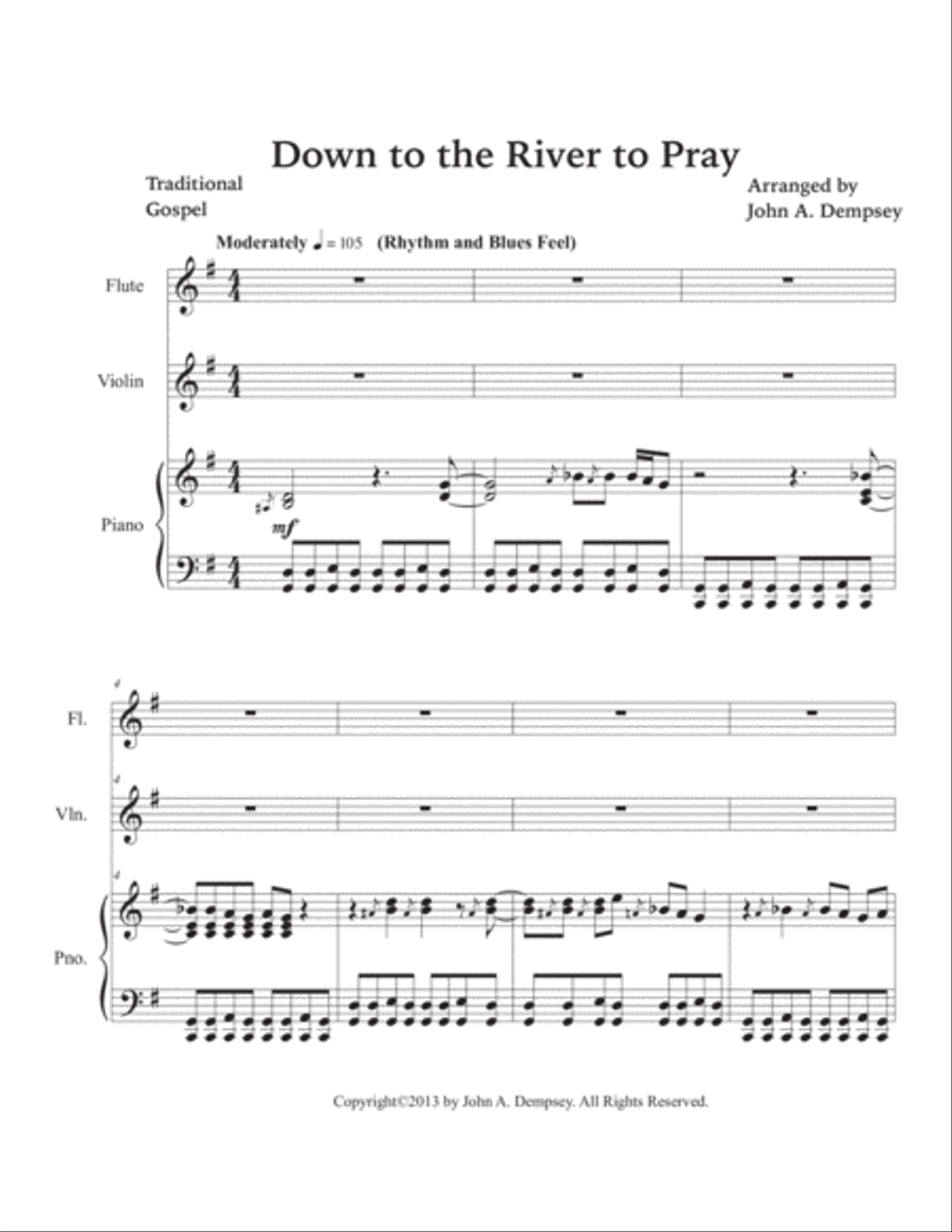 Down to the River to Pray (Trio for Flute, Violin and Piano) Small Ensemble scores gallery preview page 5