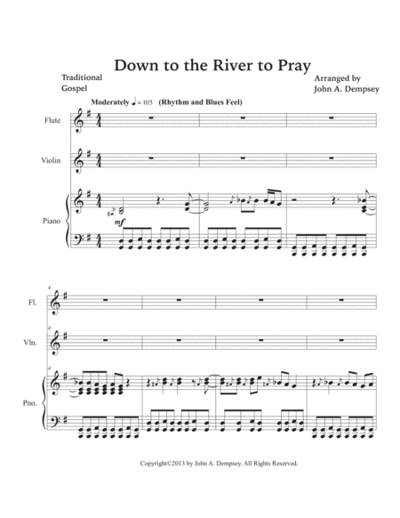 Down to the River to Pray (Trio for Flute, Violin and Piano) image number null