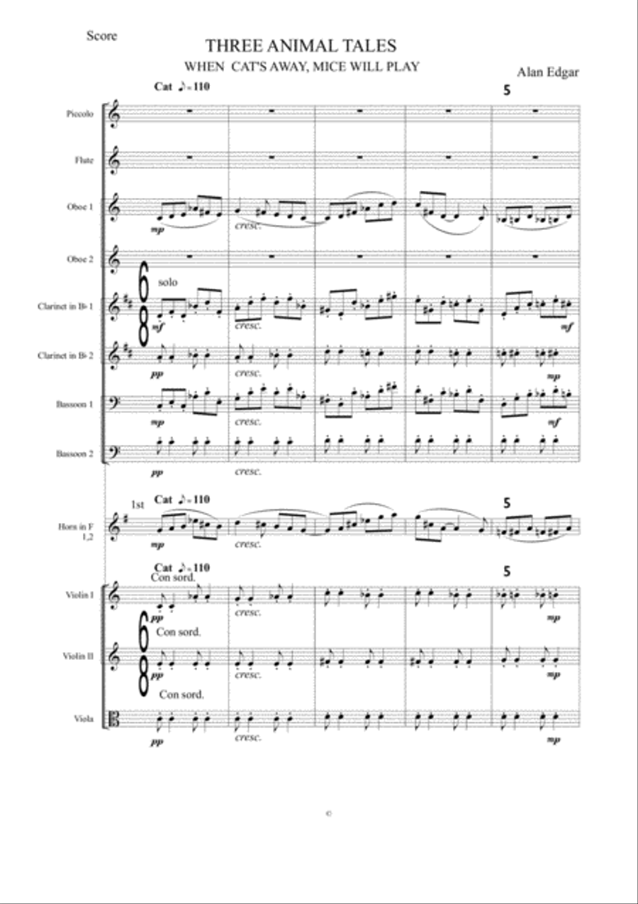 THREE ANIMAL SAYINGS 1--WHEN CAT'S AWAY, MICE WILL PLAY--orchestra Full Orchestra scores gallery preview page 2