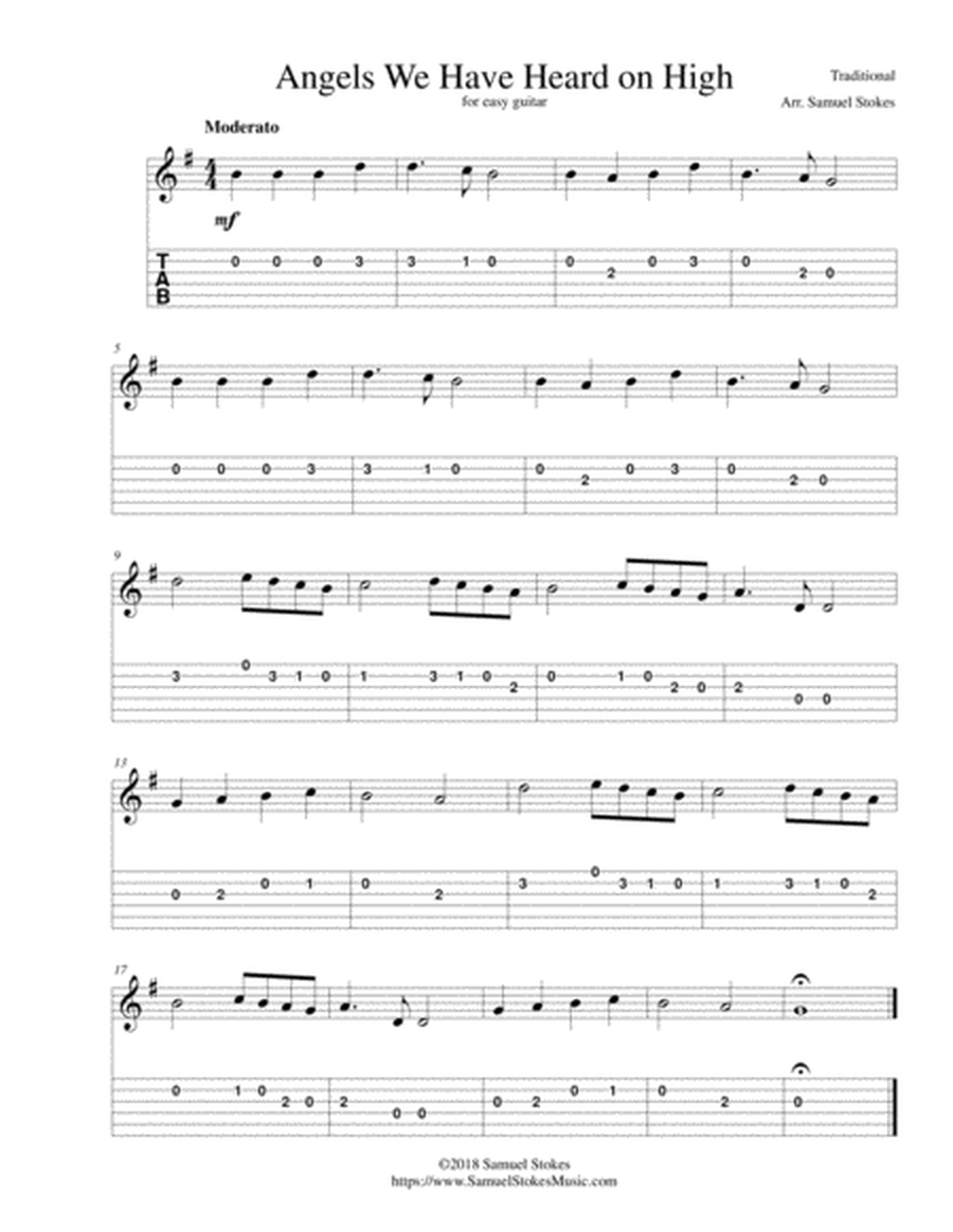 Angels We Have Heard on High - for easy guitar with TAB image number null
