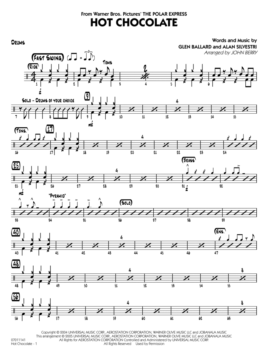 Hot Chocolate (from The Polar Express) (arr. John Berry) - Drums Jazz Ensemble scores gallery preview page 1