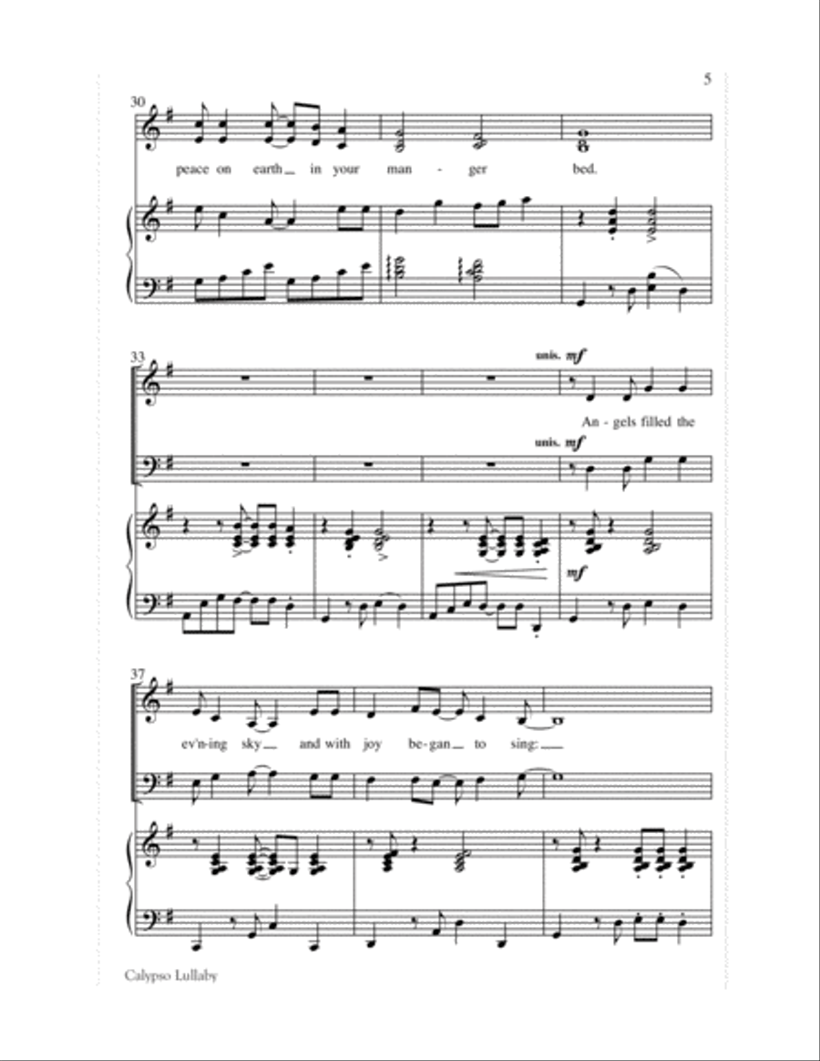 Calypso Lullaby Choir scores gallery preview page 5