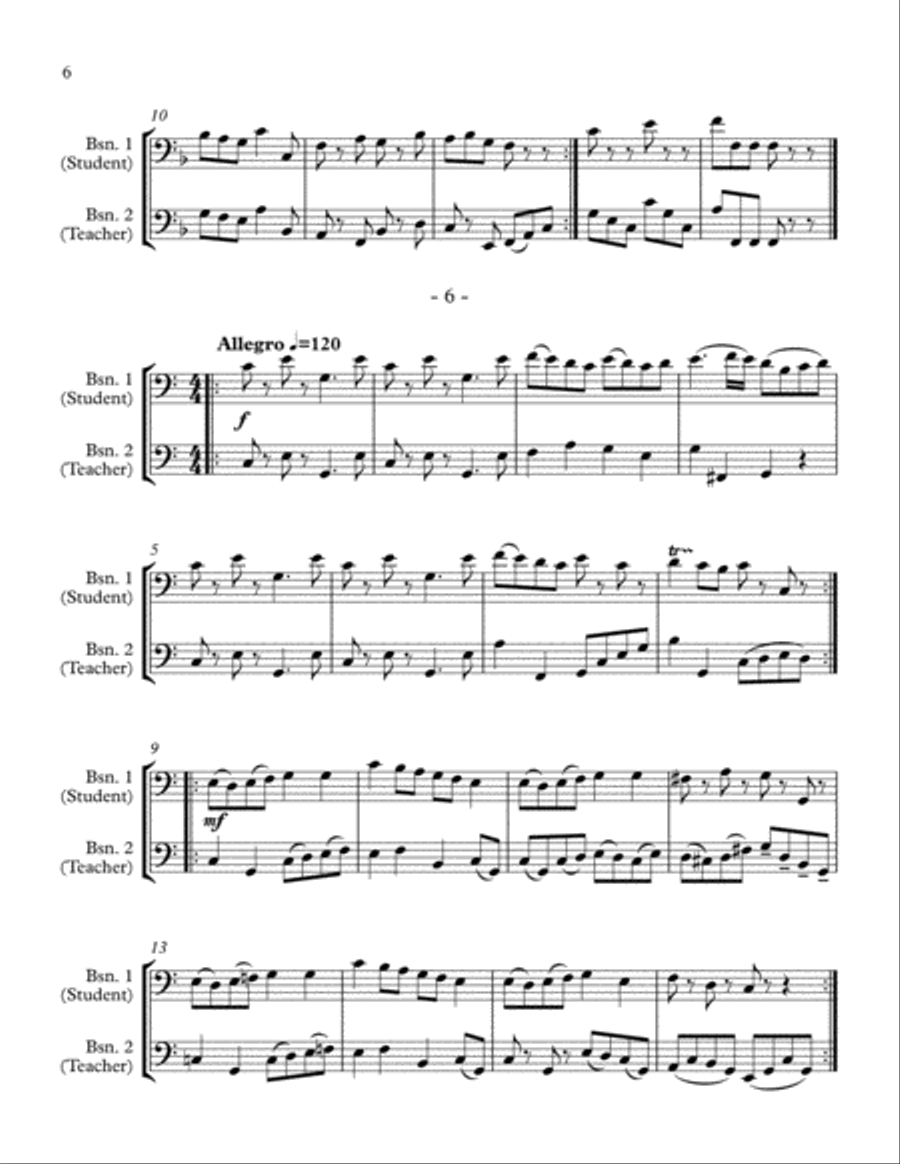 10 Little Duets for Teacher and Student (2 Bassoons) Woodwind Duet scores gallery preview page 6