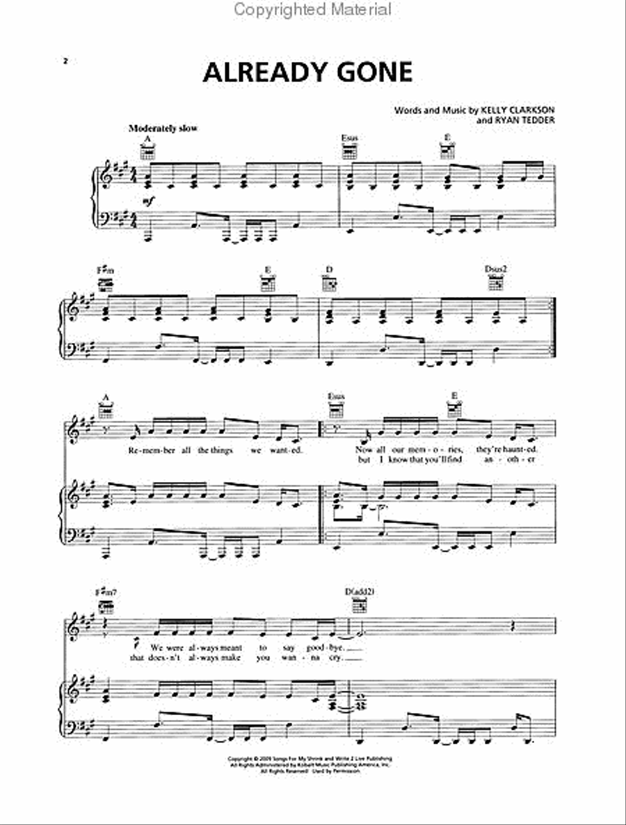 Already Gone Already Gone Piano, Vocal, Guitar scores gallery preview page 2