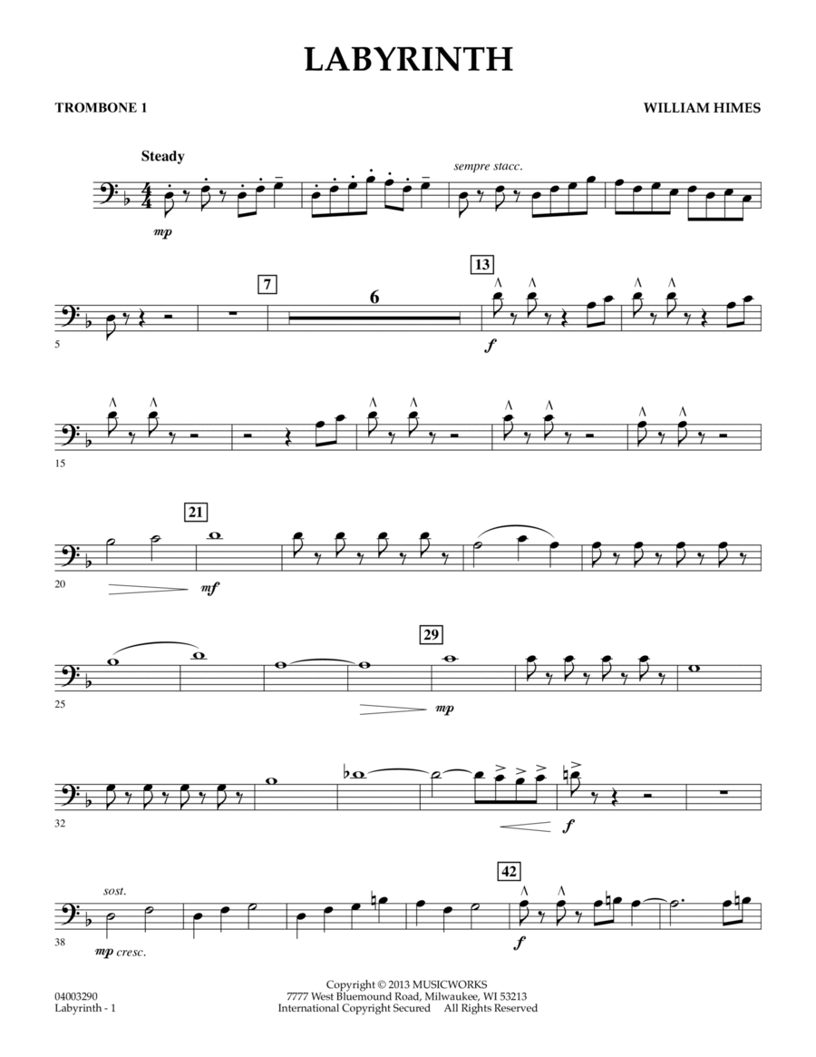 Labyrinth - Trombone 1 Labyrinth - Trombone 1 Concert Band scores gallery preview page 1