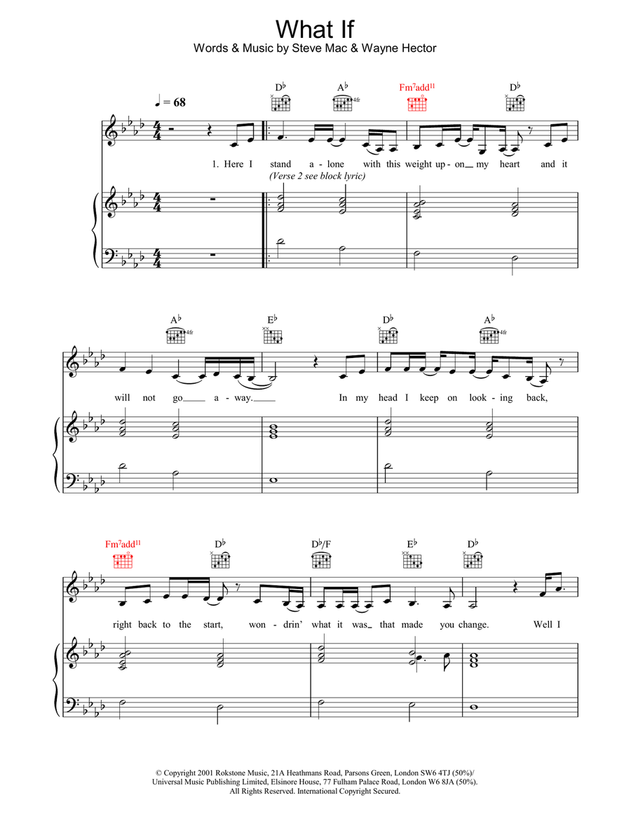What If Piano, Vocal, Guitar scores gallery preview page 1
