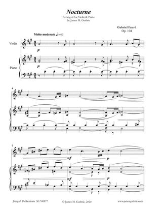 Fauré: Nocturne Op. 104 for Violin & PIano