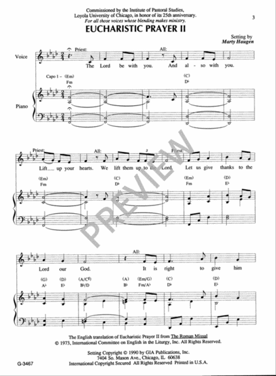 Eucharistic Prayer II - Full Score 4-Part scores gallery preview page 5