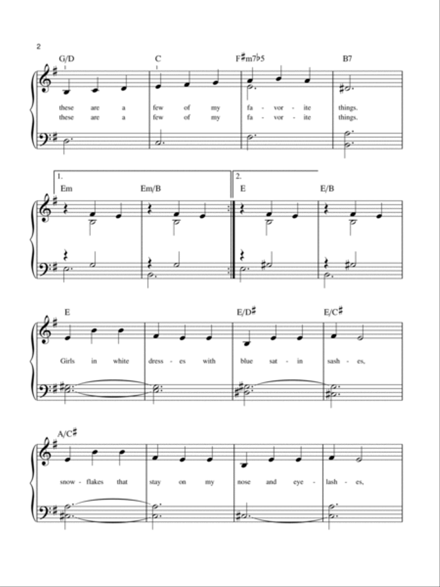 My Favorite Things Easy Piano scores gallery preview page 2