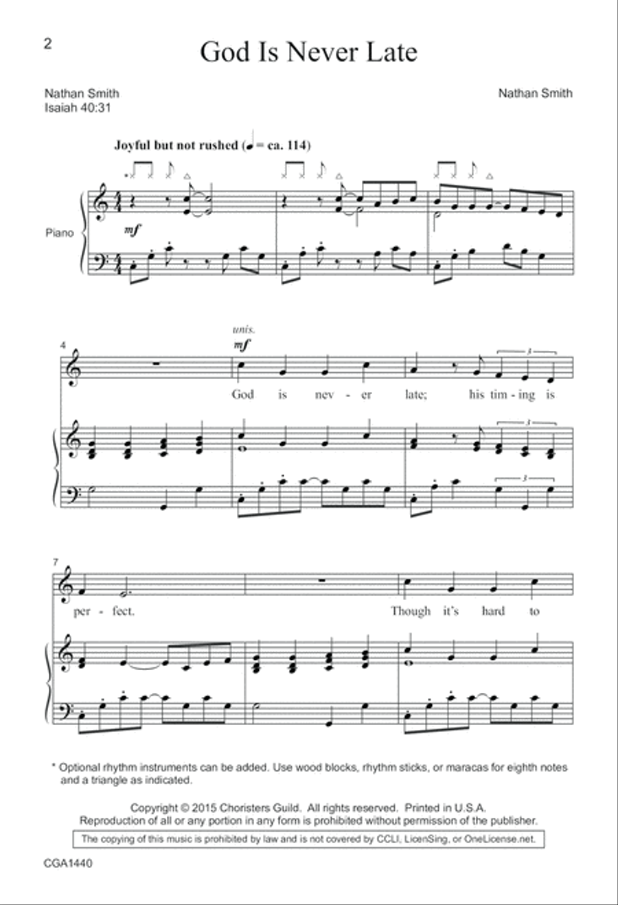 God Is Never Late God Is Never Late Unison Choir scores gallery preview page 2