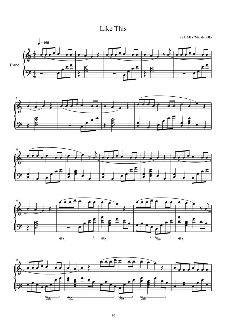 Like This Like This Piano Solo scores gallery preview page 1