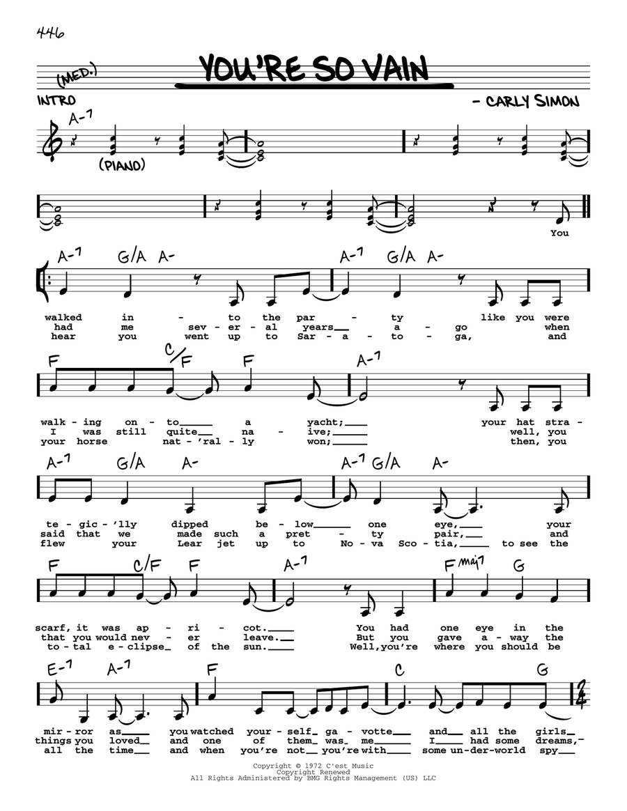 You're So Vain Voice scores gallery preview page 1