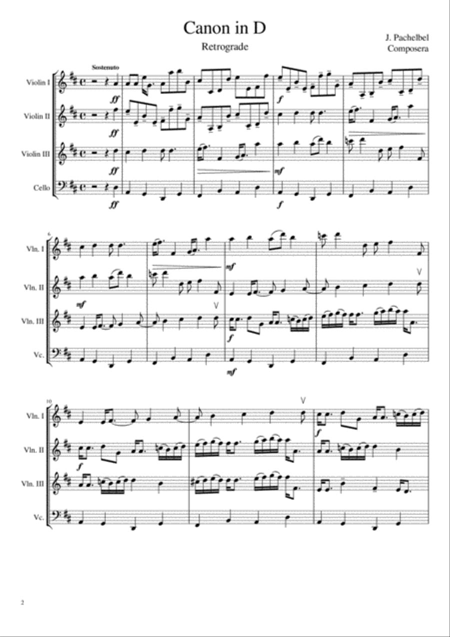Canon in D Retrograde Version (Score+Parts) Small Ensemble scores gallery preview page 2
