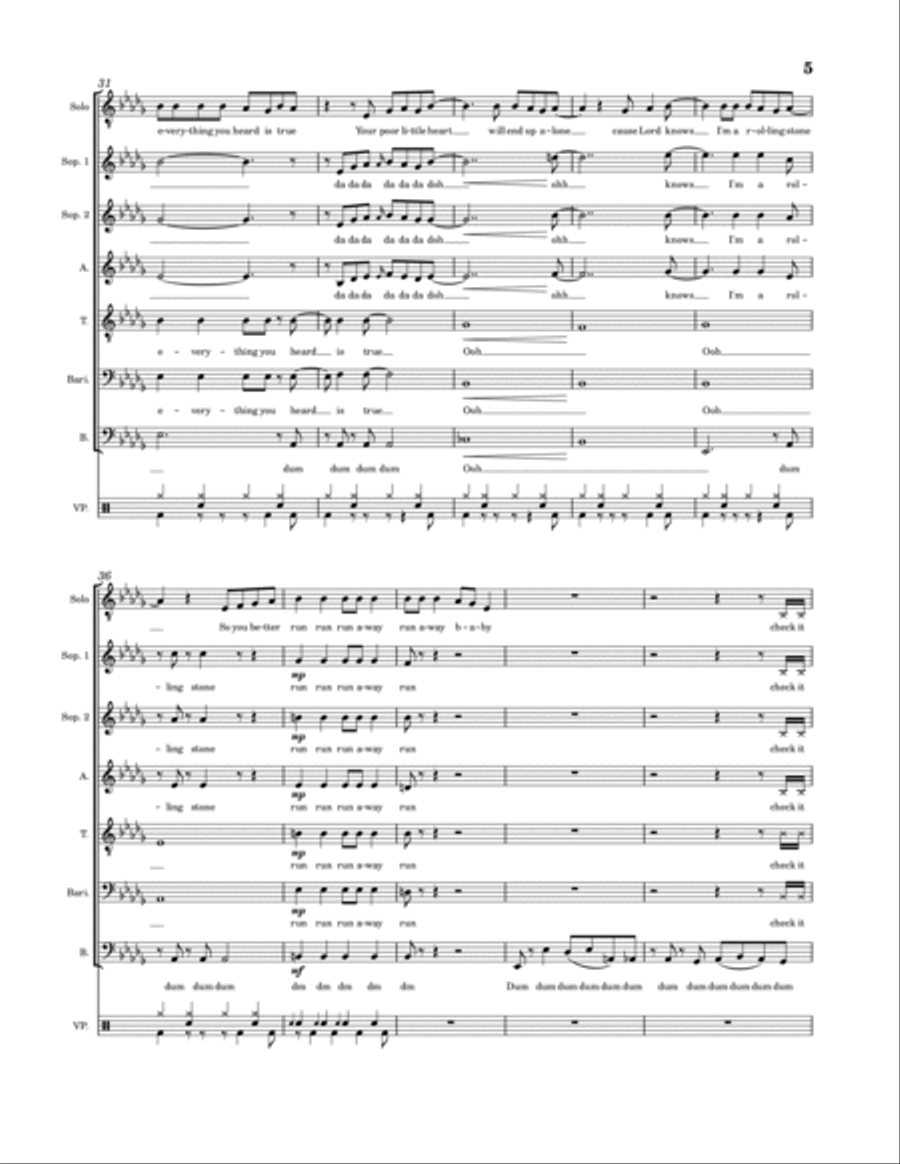 Runaway Baby A Cappella scores gallery preview page 5