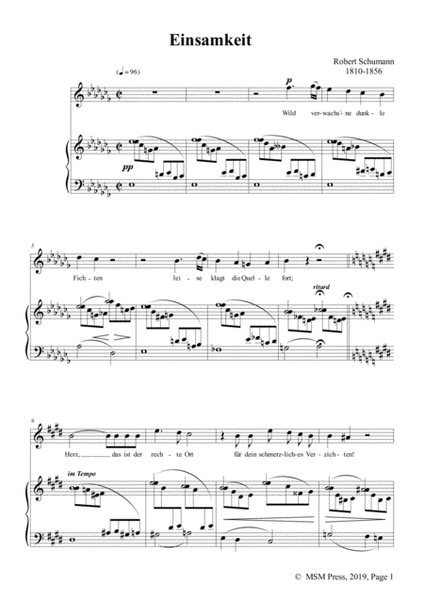 Schumann-Einsamkeit,Op.90 No.5,in a flat minor,for Voice&Piano