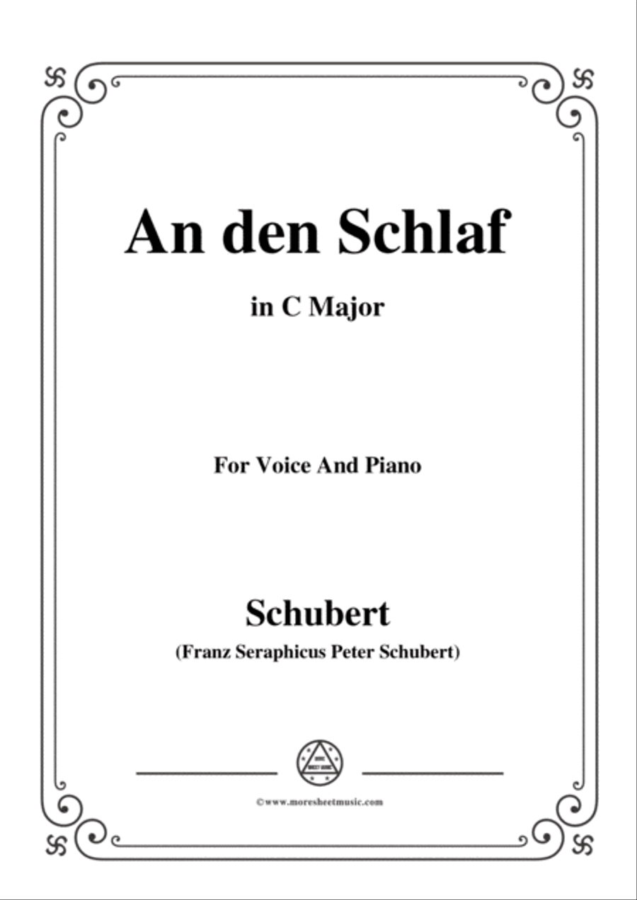 Schubert-An den Schlaf,in C Major,for Voice&Piano Voice scores gallery preview page 1