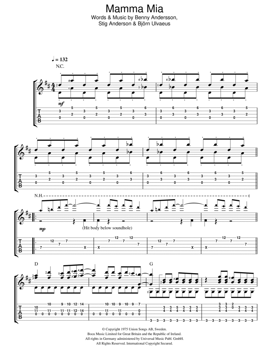 Mamma Mia Acoustic Guitar scores gallery preview page 1