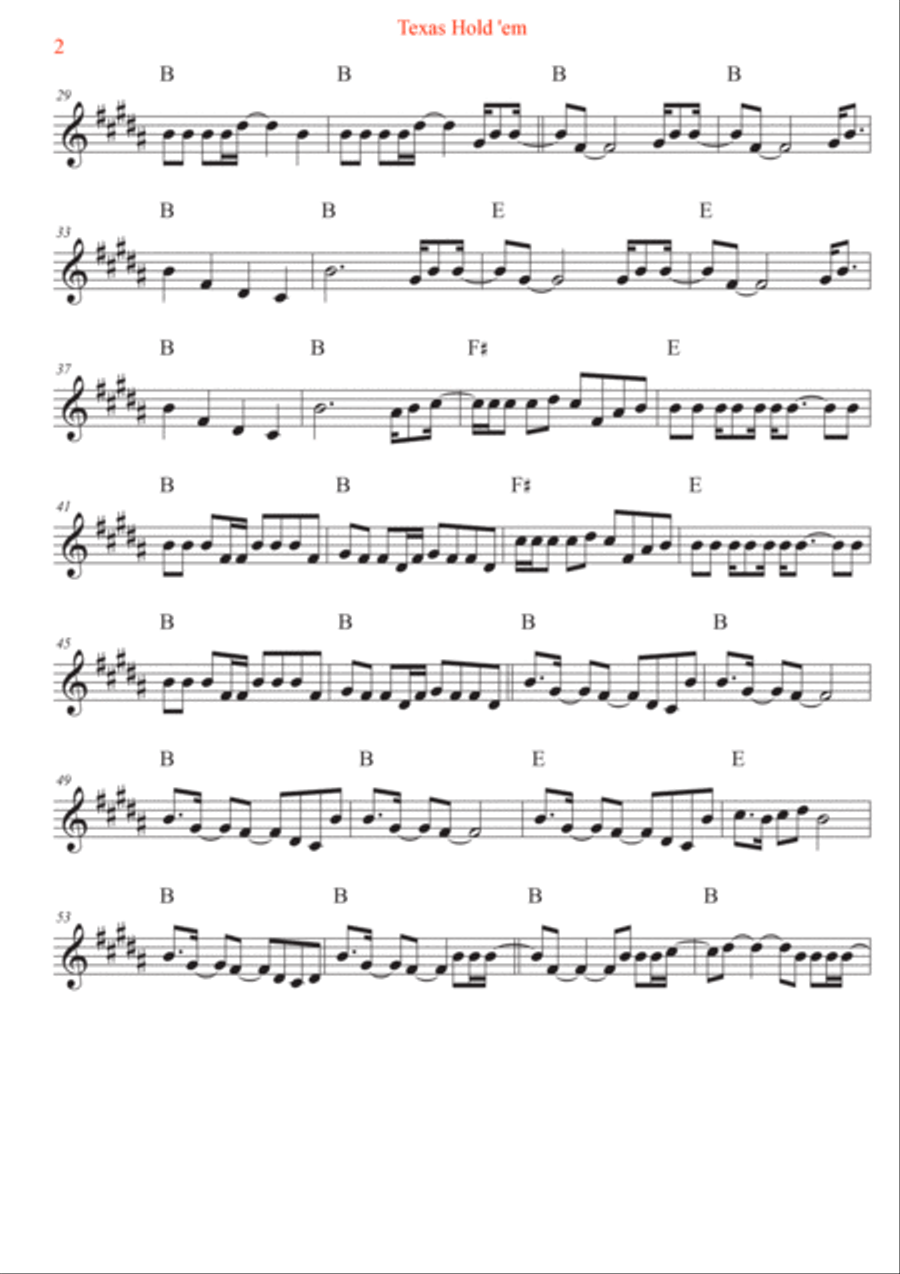 Texas Hold 'em Alto Saxophone scores gallery preview page 2