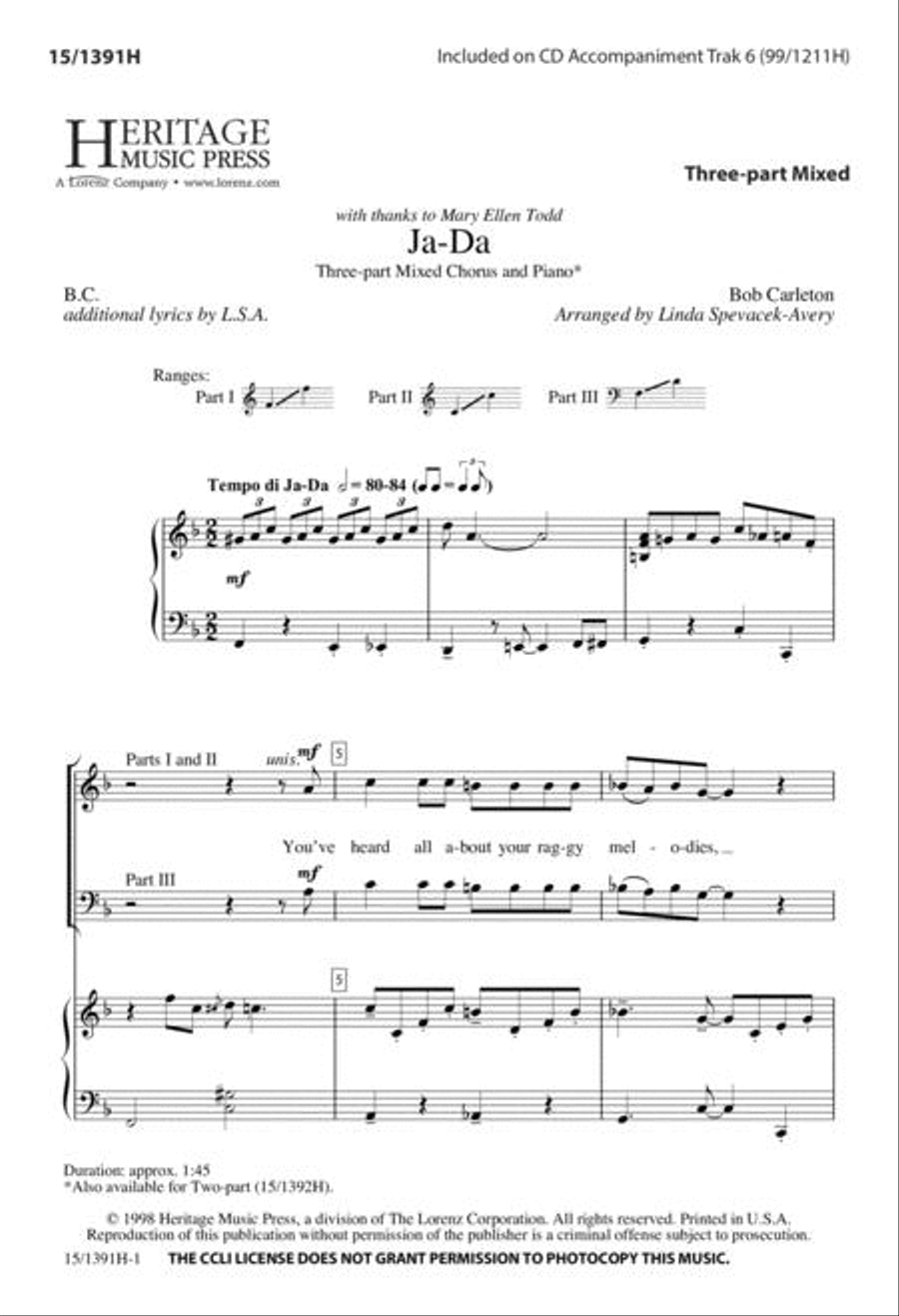 Ja-Da 3-Part scores gallery preview page 1
