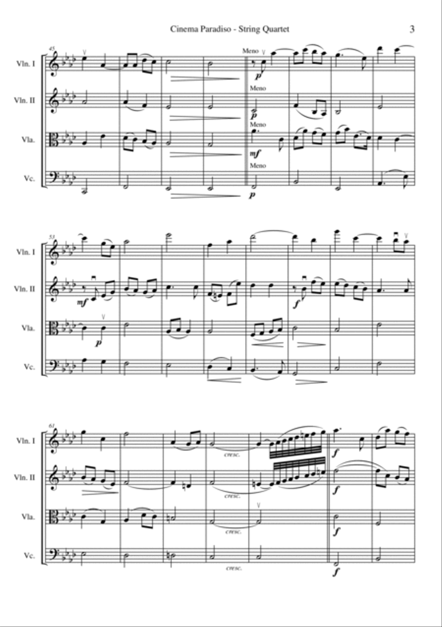 Cinema Paradiso String Quartet scores gallery preview page 3