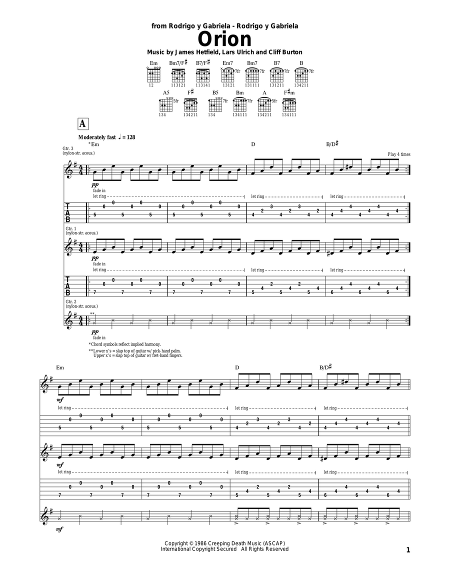 Orion Acoustic Guitar scores gallery preview page 1