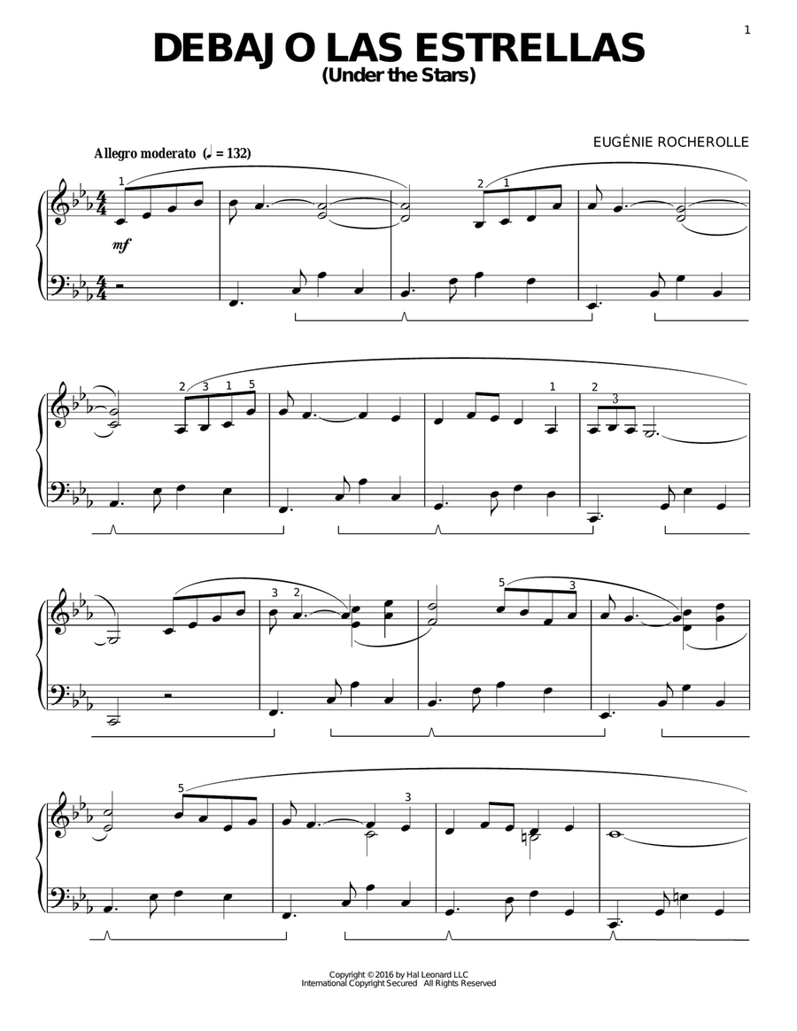 Debajo Las Estrellas Debajo Las Estrellas Piano Solo scores gallery preview page 1