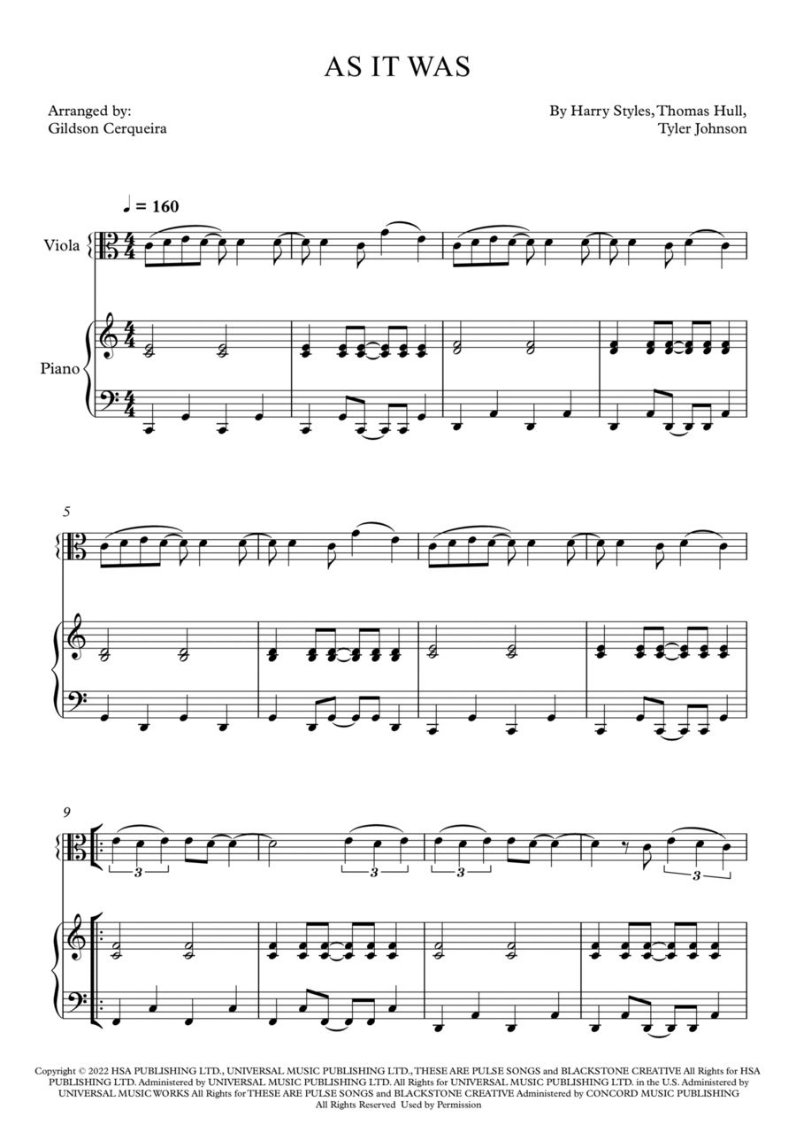 As It Was Viola scores gallery preview page 1