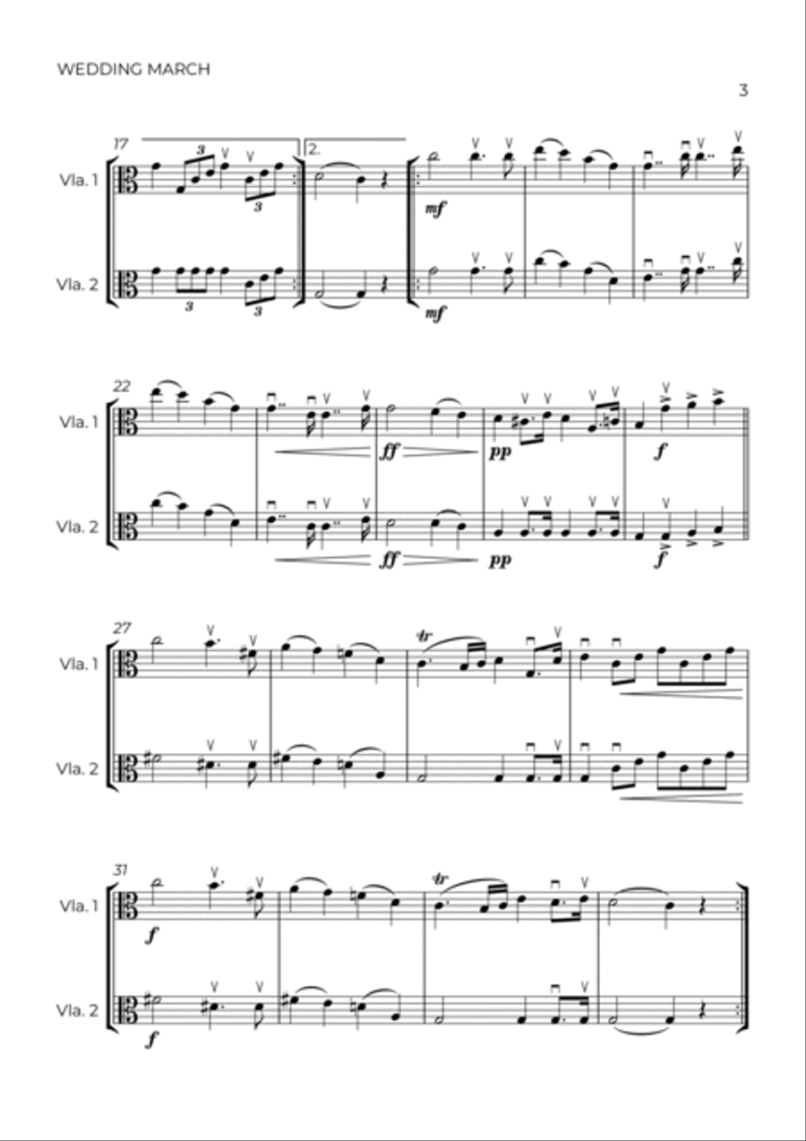 WEDDING MARCH - MENDELSSOHN - VIOLA DUET String Duet scores gallery preview page 3