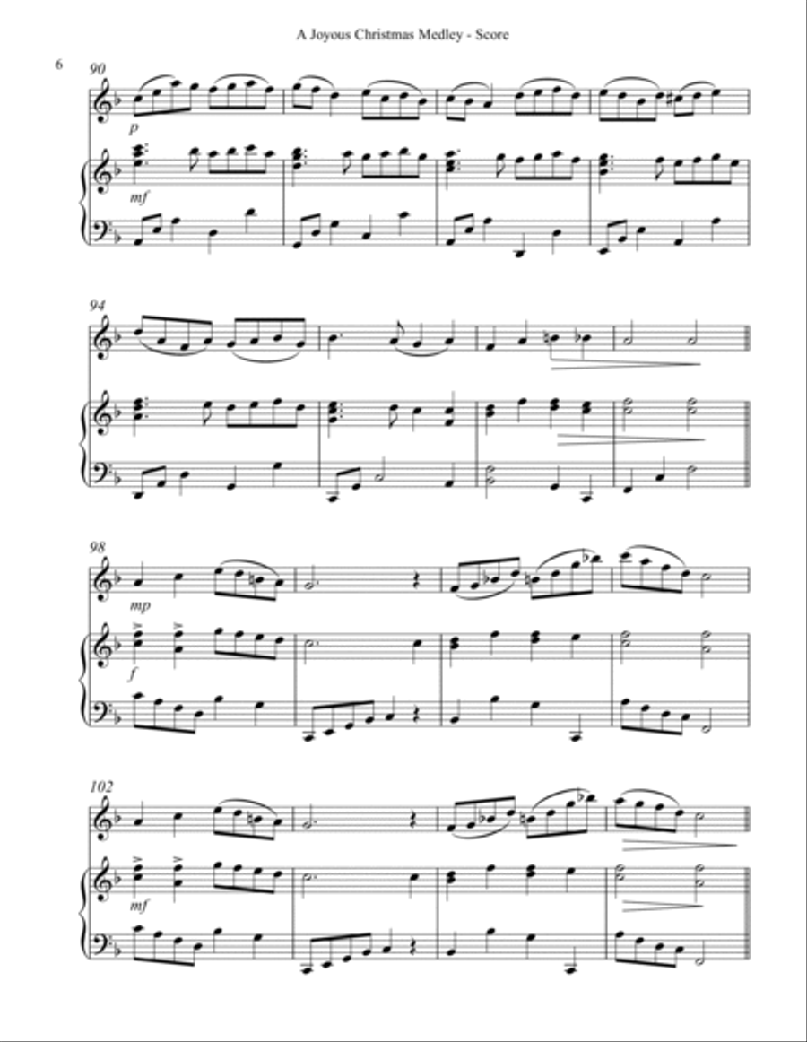 A Joyous Christmas Medley, Duet for Flute & Harp Flute scores gallery preview page 6