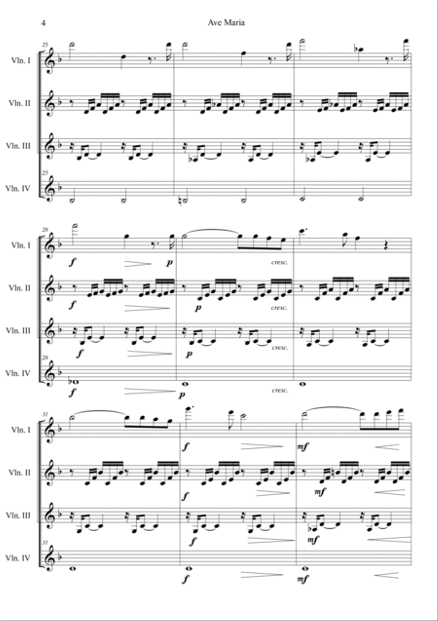 Ave Maria in F Violin scores gallery preview page 4