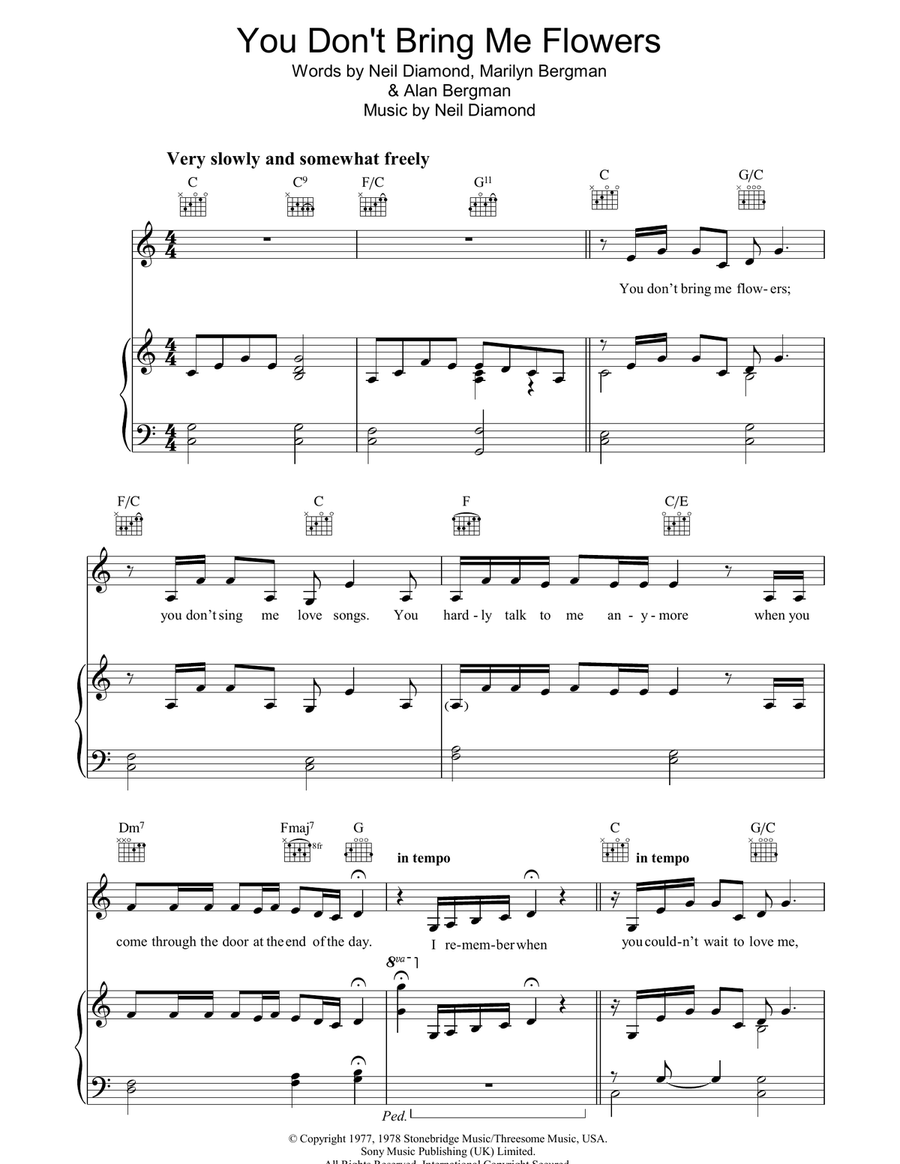 You Don't Bring Me Flowers Acoustic Guitar scores gallery preview page 1