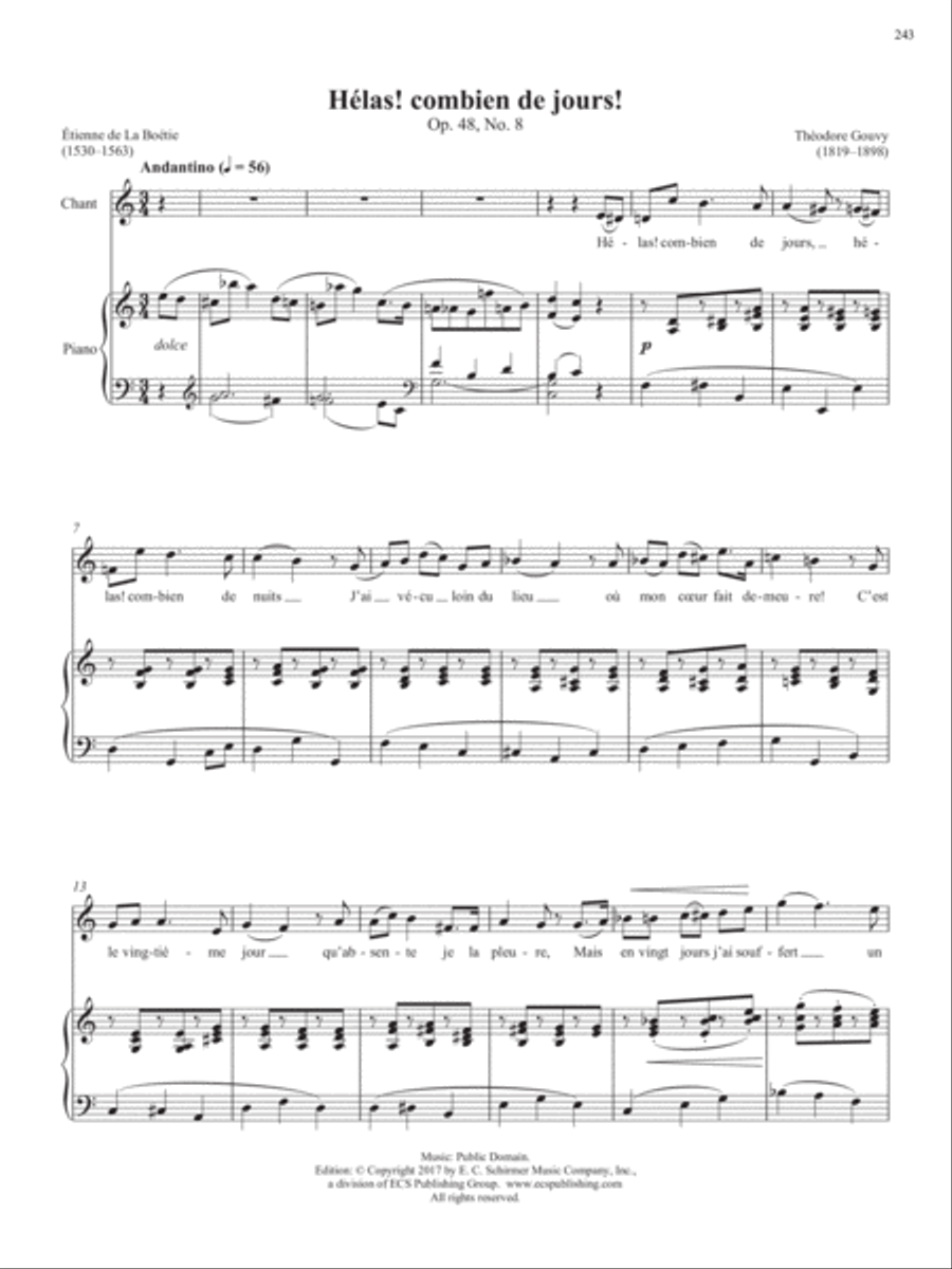 Op. 48, No. 8: HÃ©las! combien de jours! from Songs of Gouvy, V1 Piano Accompaniment scores gallery preview page 2