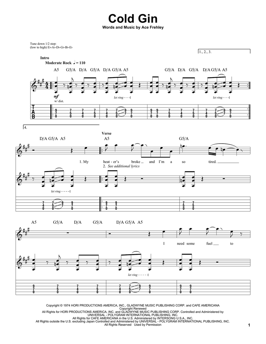 Cold Gin Acoustic Guitar scores gallery preview page 1