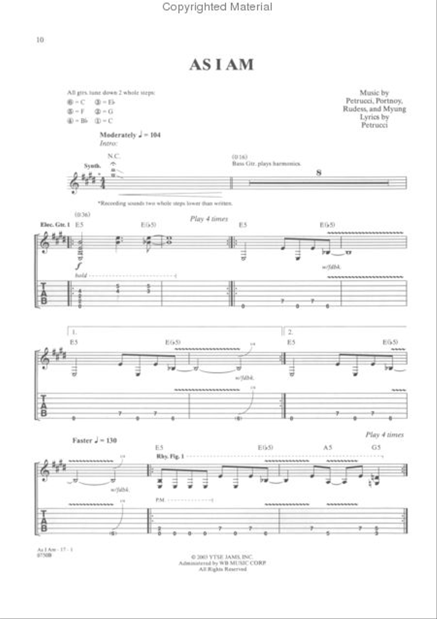 Dream Theater – Train of Thought Electric Guitar scores gallery preview page 2