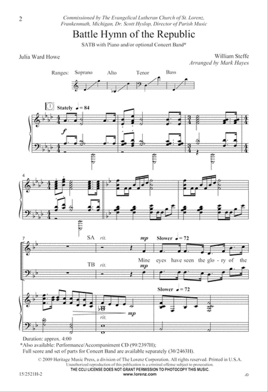 Battle Hymn of the Republic 4-Part scores gallery preview page 3