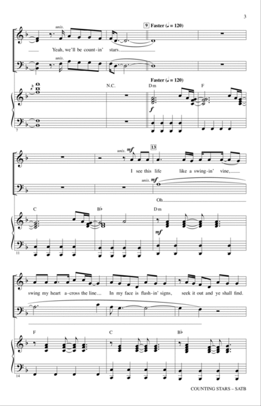 Counting Stars (arr. Mark Brymer) 4-Part scores gallery preview page 2