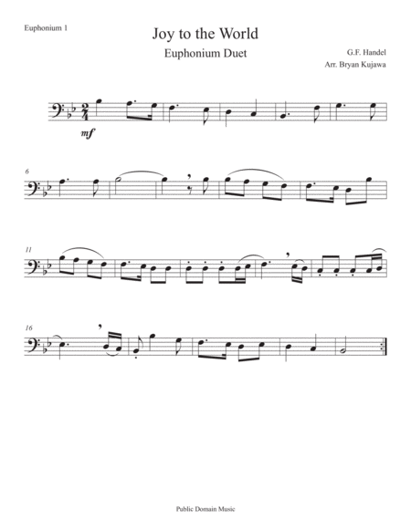 Joy to the World - Euphonium Duet (bass clef) image number null