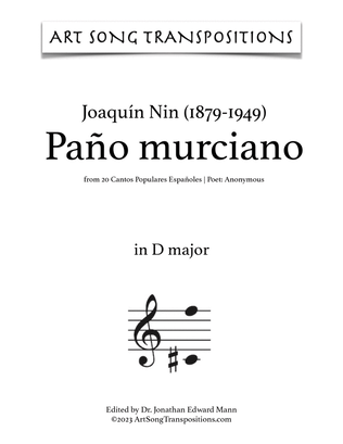 NIN: Paño murciano (transposed to D major)