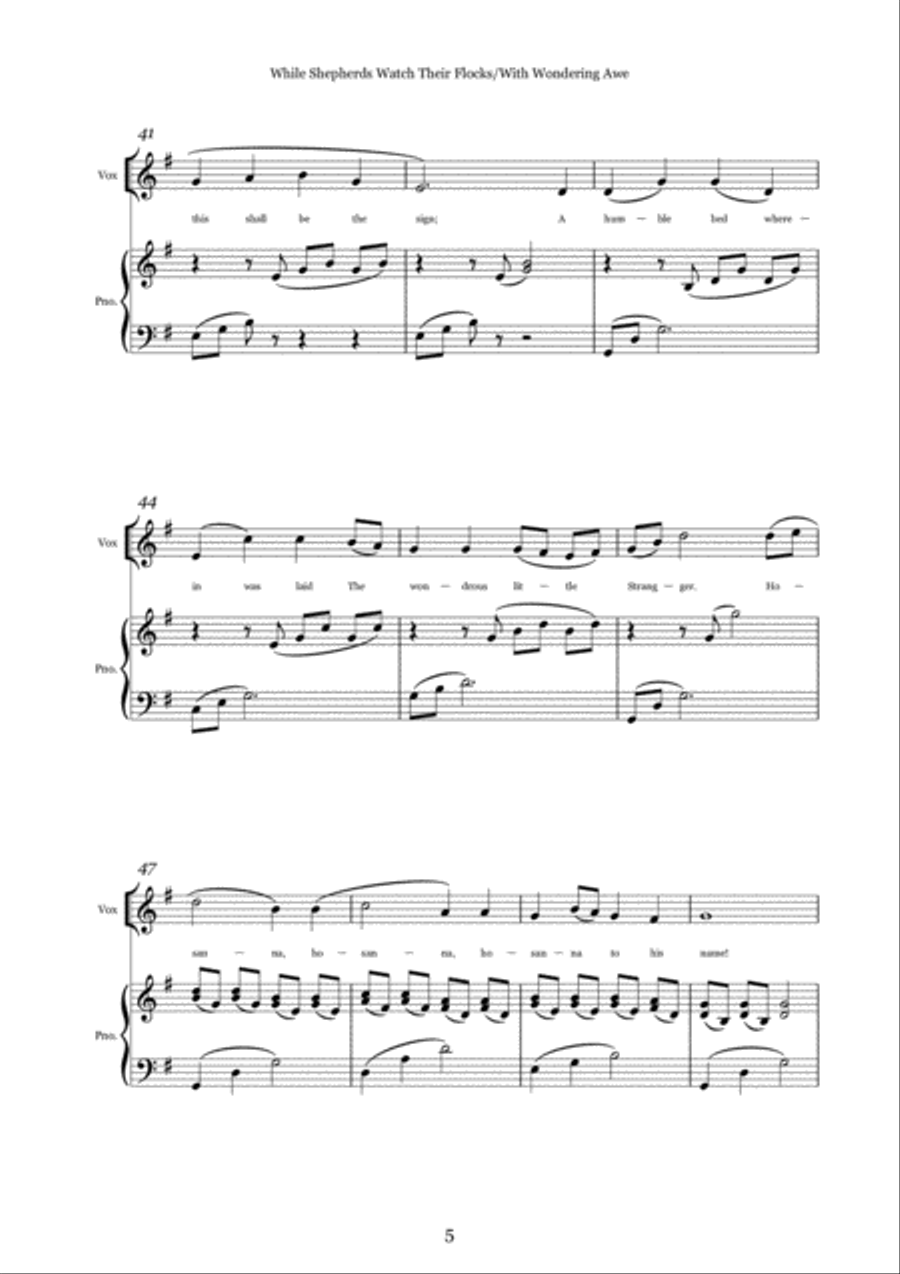 While Shepherds Watched Their Flocks/With Wondering Awe Soprano Voice scores gallery preview page 5
