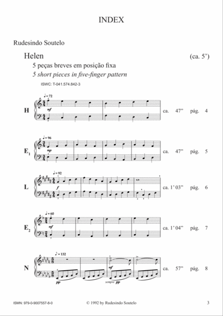 Helen - 5 short pieces in five-finger pattern / 5 peças breves em posição fixa Piano Method scores gallery preview page 3