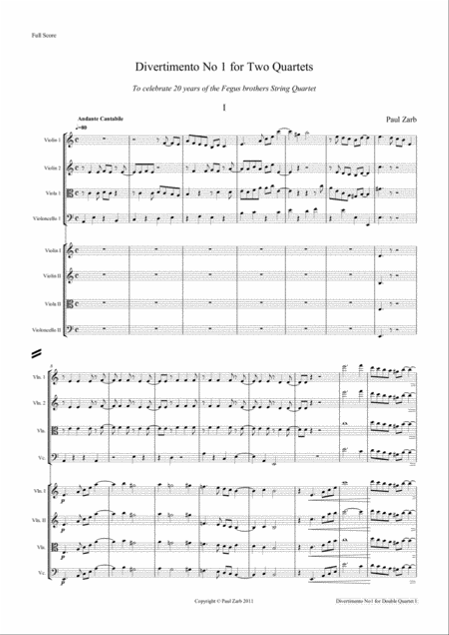 Divertimento for Two String Quartets. String Quartet scores gallery preview page 3