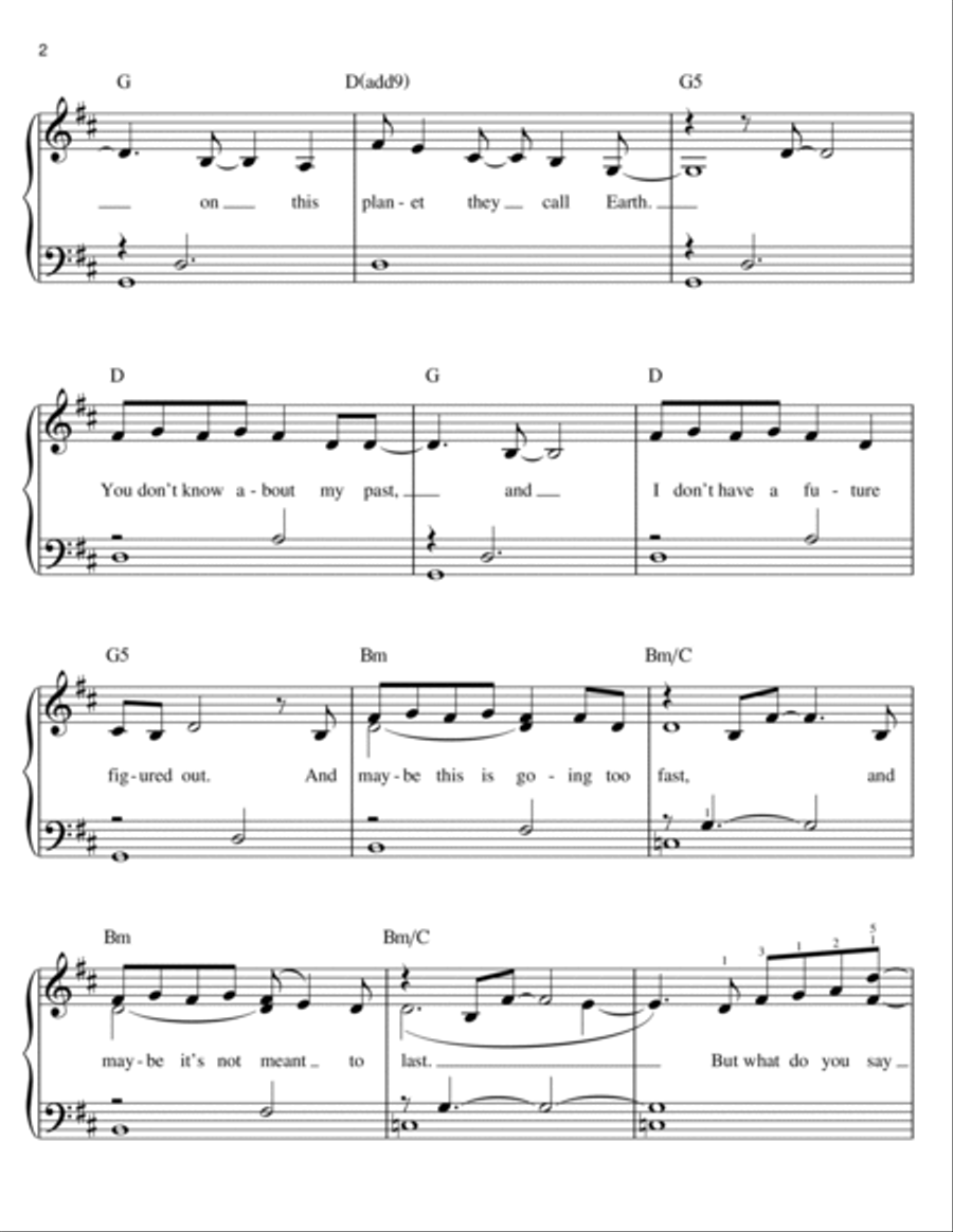 Taking Chances Easy Piano scores gallery preview page 2