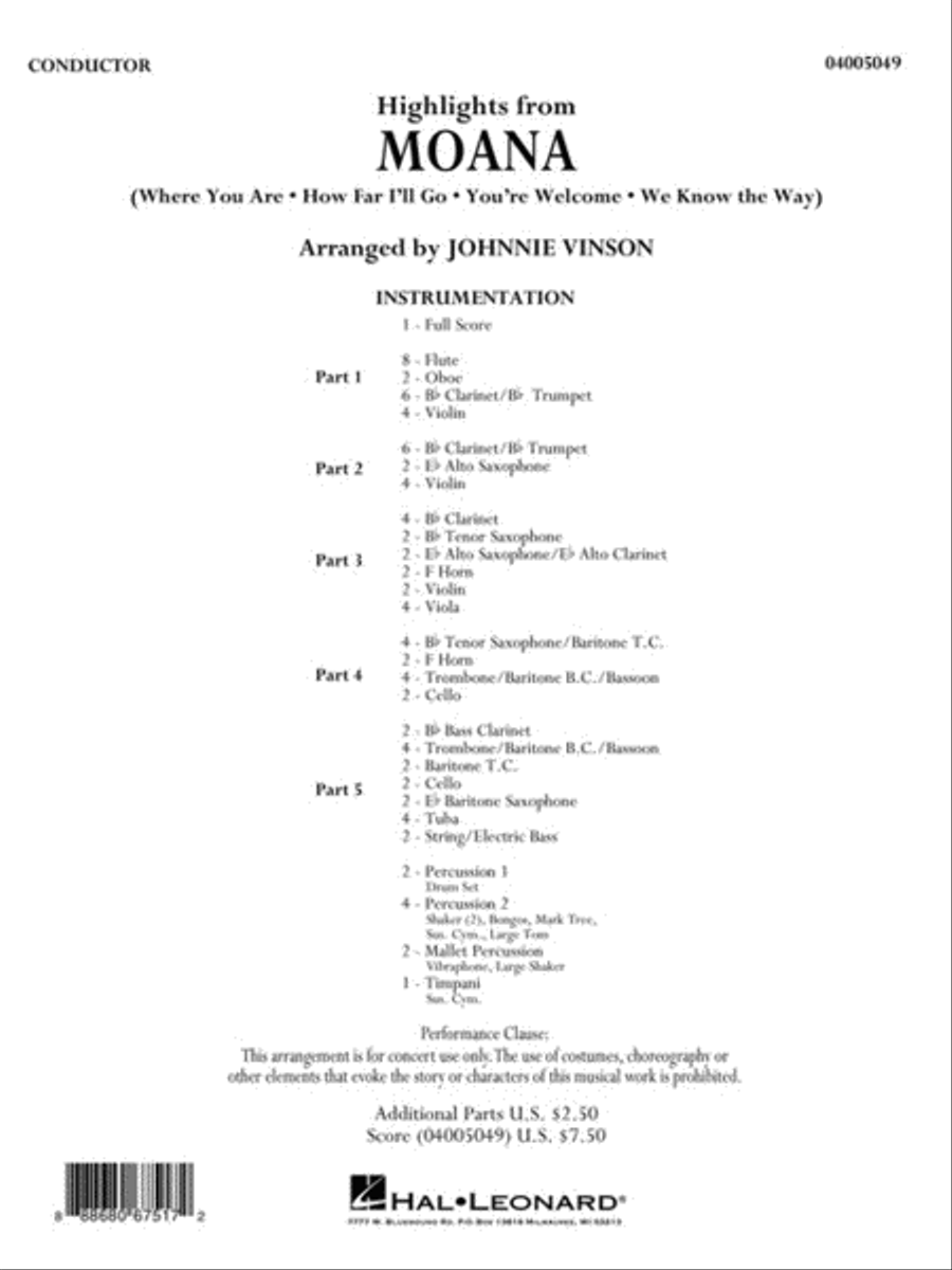 Highlights from Moana Highlights from Moana Concert Band scores gallery preview page 2