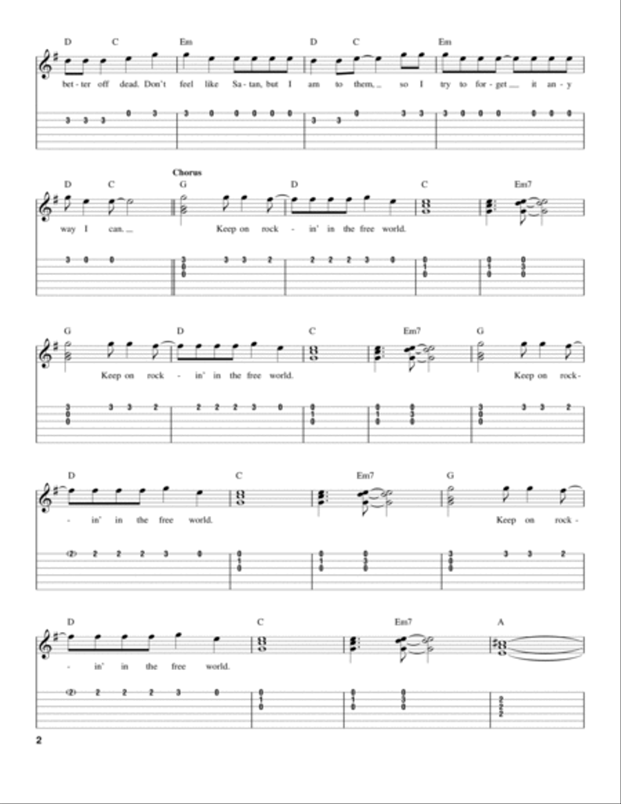 Rockin' In The Free World Acoustic Guitar scores gallery preview page 2